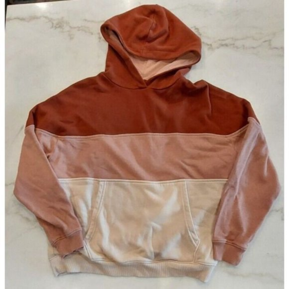 American Eagle Ahh-mazingly Soft Peach Stripe‎ Boxy Sweatshirt Cozy Women's S